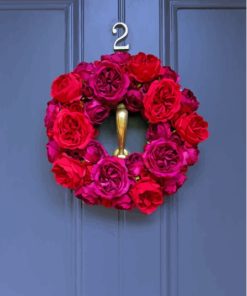 Red And Pink Door Roses Wreath Paint By Numbers