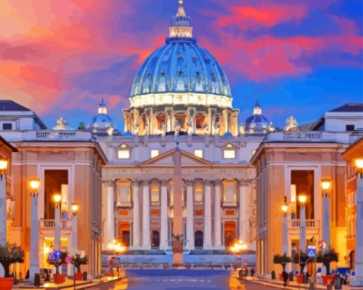 St Peters Basilica Sunset Paint By Numbers