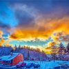 Snowshoe Village At Sunset Paint By Numbers