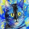 Starry Night Blue Abstract Cat Paint By Numbers