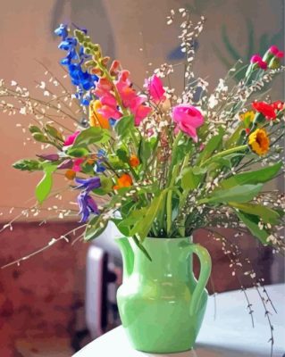 Summer Flowers In Water Jug Paint By Numbers