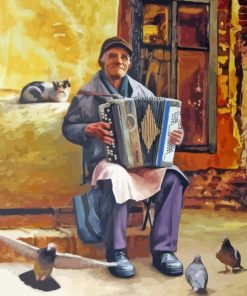 The Old Accordion Player Paint By Numbers