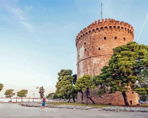 Thessaloniki White Tower Greece Paint By Numbers