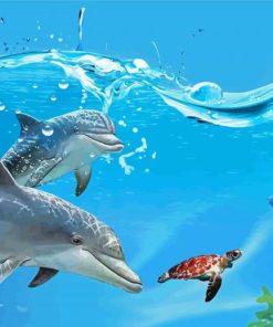 Turtle And Dolphins Paint By Numbers