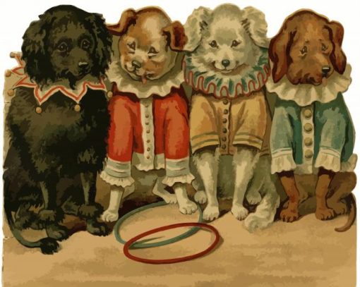 Victorian Animals Puppies Paint By Numbers