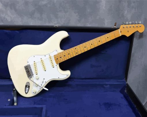 White Fender Stratocaster Guitar Paint By Numbers