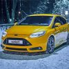 Yellow Ford Focus In The Snow Paint By Numbers