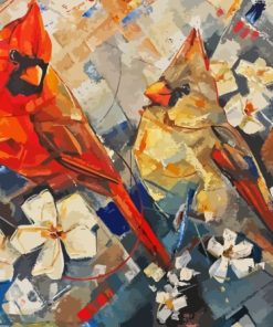 Abstract Cardinals Couple Paint By Numbers