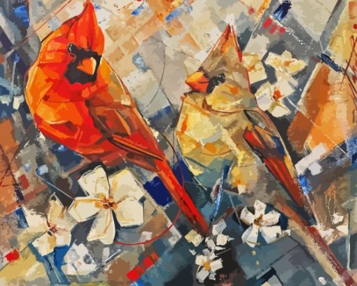 Abstract Cardinals Couple Paint By Numbers