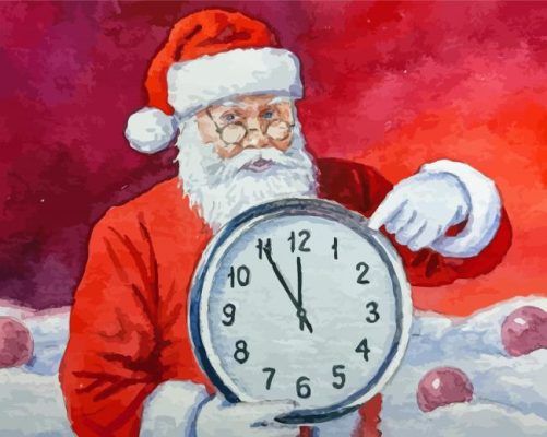 Santa By Clock Paint By Numbers