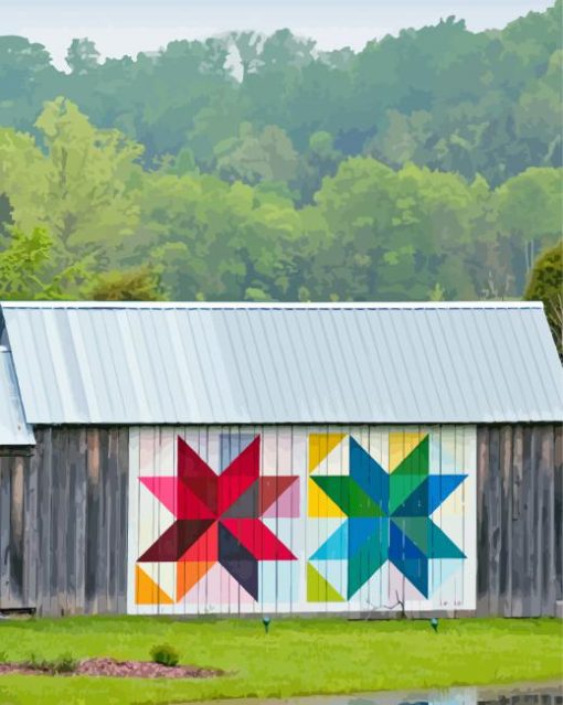 Aesthetic Barn With Quilts Paint By Numbers