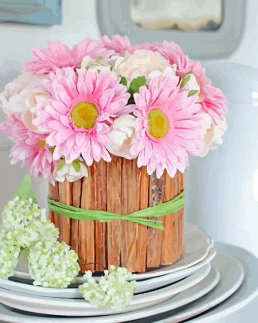 Aesthetic Flowers In Rustic Vase Paint By Numbers