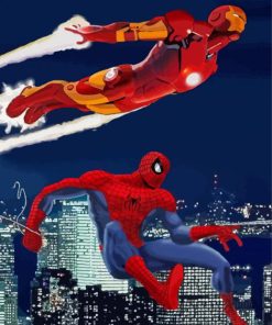 Aesthetic Iron Man And Spider Man Heroes Paint By Numbers