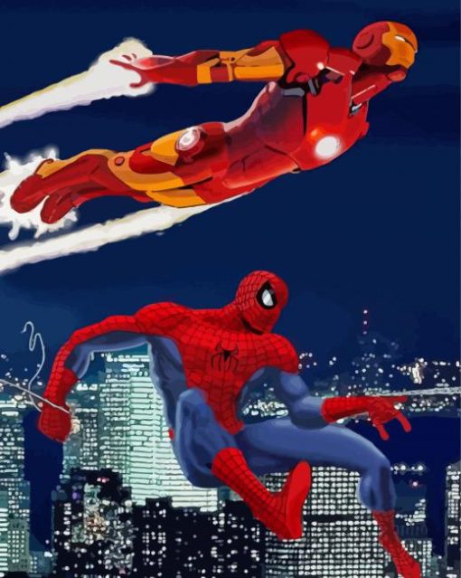 Aesthetic Iron Man And Spider Man Heroes Paint By Numbers