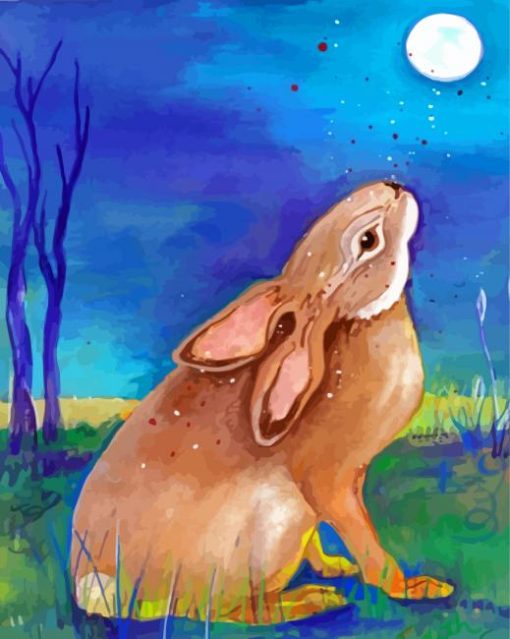 Aesthetic Moon Hare Art Paint By Numbers