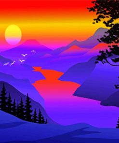 Aesthetic Mountain Silhouette Paint By Numbers