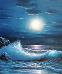 Aesthetic Ocean Waves At Night Paint By Numbers