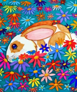 Aesthetic Rabbit With Flowers Paint By Numbers