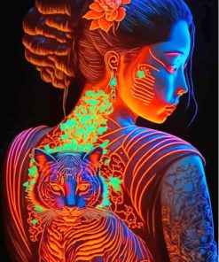 Aesthetic Asian Lady And Tiger Paint By Numbers