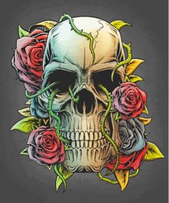 Aesthetic Skull With Rose Paint By Numbers