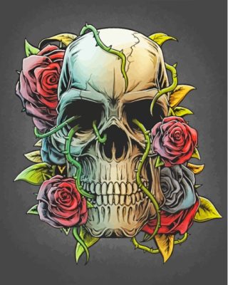 Aesthetic Skull With Rose Paint By Numbers