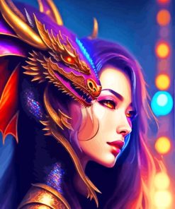 Asian Lady And Dragon Paint By Numbers