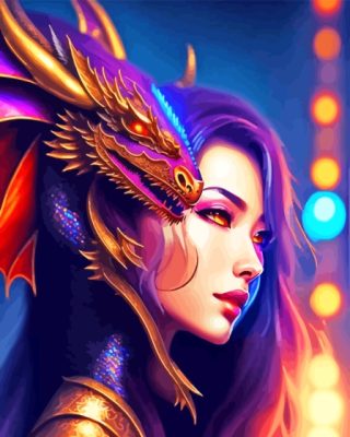 Asian Lady And Dragon Paint By Numbers