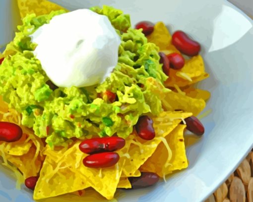 Avocado Nachos Dish Paint By Numbers