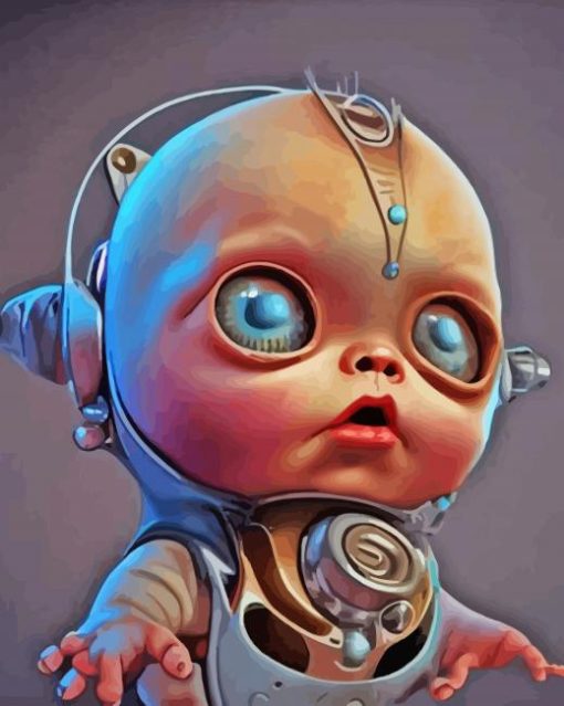 Aesthetic Baby Robot Paint By Numbers