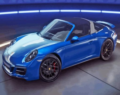 Blue Porsche Targa Paint By Numbers