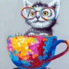 Colorful Cat In Cup Paint By Numbers