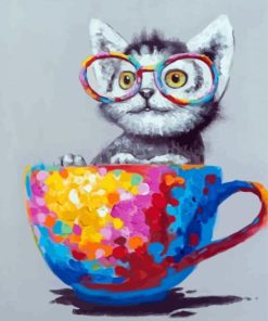 Colorful Cat In Cup Paint By Numbers