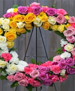 Colorful Roses Wreath Paint By Numbers