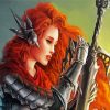 Cool Redhead Sword Paint By Numbers