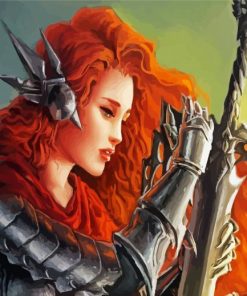 Cool Redhead Sword Paint By Numbers