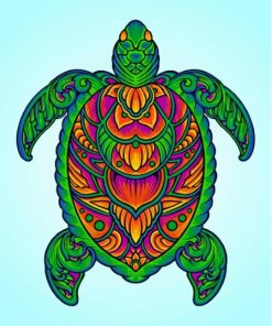 Floral Turtle Mandala Illustration Paint By Numbers