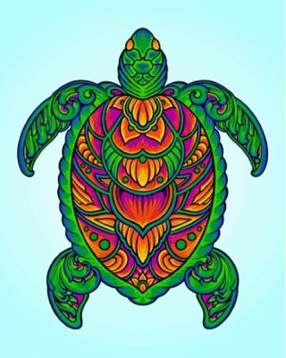 Floral Turtle Mandala Illustration Paint By Numbers