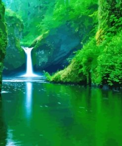 Forest Greenery Nature Waterfall Paint By Numbers