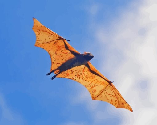 Giant Golden Crowned Flying Fox In A Flight Paint By Numbers