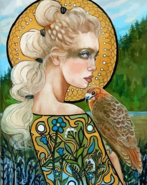 Girl And Bird Paint By Numbers