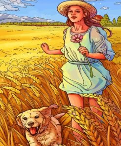 Girl And Her Golden Retriever Paint By Numbers