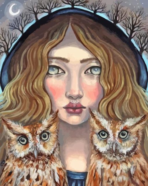 Girl With Owls Paint By Numbers