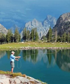 Grand Teton National Park Mountain Fishing Paint By Numbers