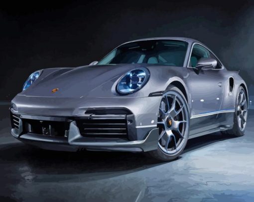 Grey Porsche Targa Paint By Numbers