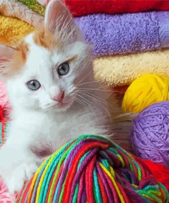 Kitten With Yarns Balls Paint By Numbers