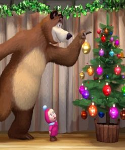 Masha And The Bear Christmas Paint By Numbers