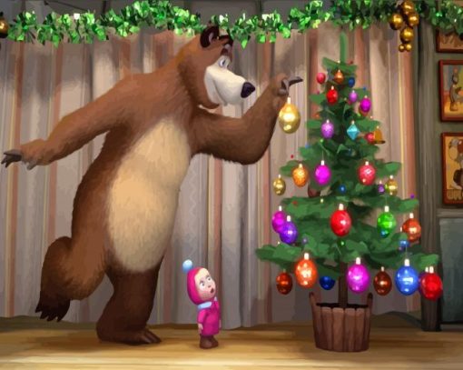 Masha And The Bear Christmas Paint By Numbers