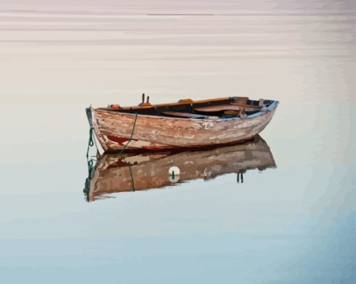 Old Rustic Boat On Lake Paint By Numbers