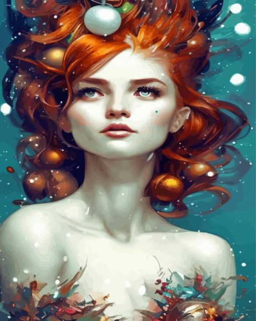 Redhead Underwater Paint By Numbers