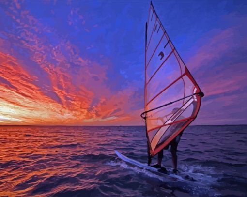 Windsurfer Sunset Scene Paint By Numbers